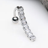 Detail View 2 of Classic Princess Gems Vertical Sparkle Reverse Belly Button Ring-Clear Gem