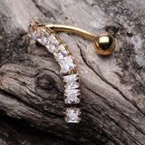 Detail View 2 of Golden Classic Princess Gems Vertical Sparkle Reverse Belly Button Ring-Clear Gem