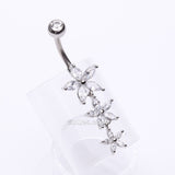 Detail View 2 of Grand Sparkle Triple Marquise Sparkle Belly Button Ring-Clear Gem