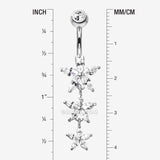 Detail View 1 of Grand Sparkle Triple Marquise Sparkle Belly Button Ring-Clear Gem