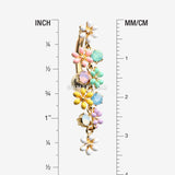 Detail View 1 of Golden Adorable Flower Dazzle Opalite Sparkle Reverse Belly Button Ring-Multi-Color