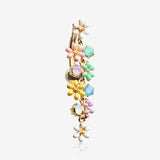 Golden Adorable Flower Dazzle Opalite Sparkle Reverse Belly Button Ring