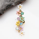 Detail View 2 of Golden Adorable Flower Dazzle Opalite Sparkle Reverse Belly Button Ring-Multi-Color