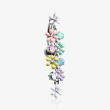 Adorable Flower Dazzle Opalite Sparkle Reverse Belly Button Ring
