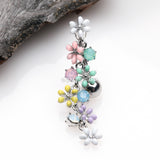 Detail View 2 of Adorable Flower Dazzle Opalite Sparkle Reverse Belly Button Ring-Multi-Color