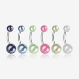 6 Pcs of Assorted Color Pearlescent Luster Ball Belly Button Ring Package