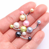 Detail View 2 of 6 Pcs of Assorted Color Pearlescent Luster Ball Belly Button Ring Package