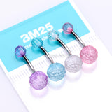 Detail View 1 of 4 Pcs of Translucent Disco Acrylic Ball Belly Button Ring Package
