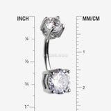 Detail View 1 of Classic Sparkle Gem Prong Set Internally Threaded Belly Button Ring-Clear Gem