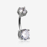 Classic Sparkle Gem Prong Set Internally Threaded Belly Button Ring