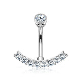 Curve Accent Sparkle Internally Threaded Belly Button Ring
