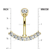 Detail View 1 of Golden Curve Accent Sparkle Internally Threaded Belly Button Ring-Clear Gem