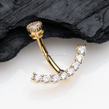 Detail View 2 of Golden Curve Accent Sparkle Internally Threaded Belly Button Ring-Clear Gem