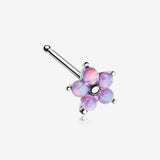 Fire Opal Spring Flower Sparkle Nose Stud Ring-Purple Opal