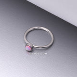 Detail View 1 of Fire Opal Sparkle Bezel Set Bendable Hoop Ring-Pink Opal
