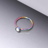 Detail View 1 of Colorline Fire Opal Sparkle Bezel Set Bendable Hoop Ring-White Opal