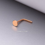 Detail View 1 of Rose Gold Circle Plate Top Basic Steel L-Shaped Nose Ring
