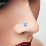 Detail View 1 of Fire Opal Sparkle Prong Set L-Shaped Nose Ring-Blue Opal