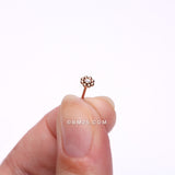 Detail View 2 of Rose Gold Bali Beads Flower Sparkle Steel L-Shaped Nose Ring-Clear Gem