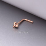 Detail View 1 of Rose Gold Bali Beads Trinity Steel L-Shaped Nose Ring