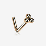 Rose Gold Bali Beads Trinity Steel L-Shaped Nose Ring