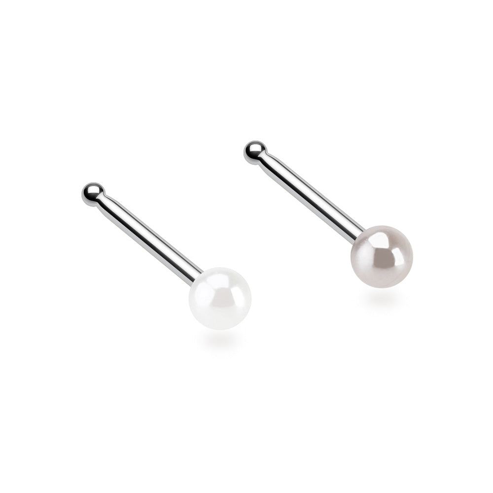 2 Pcs of Assorted Color Pearlescent Luster Ball Nose Stud Package