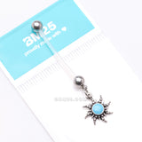 Detail View 4 of Vintage Tribal Turquoise Sun Dangle Bio-Flex Pregnancy Belly Button Ring