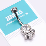 Detail View 3 of Majestic Sparkle Bali Internally Threaded Belly Button Ring-Clear Gem