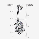 Detail View 1 of Majestic Sparkle Bali Internally Threaded Belly Button Ring-Clear Gem