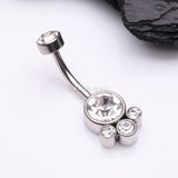 Detail View 2 of Majestic Sparkle Bali Internally Threaded Belly Button Ring-Clear Gem