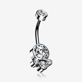 Majestic Sparkle Bali Internally Threaded Belly Button Ring-Clear Gem