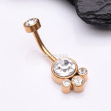 Detail View 2 of Golden Majestic Sparkle Bali Internally Threaded Belly Button Ring-Clear Gem