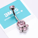 Detail View 3 of Majestic Sparkle Bali Internally Threaded Belly Button Ring-Pink