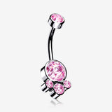 Majestic Sparkle Bali Internally Threaded Belly Button Ring-Pink