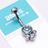 Detail View 3 of Majestic Sparkle Bali Internally Threaded Belly Button Ring-Aqua