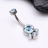 Detail View 2 of Majestic Sparkle Bali Internally Threaded Belly Button Ring-Aqua