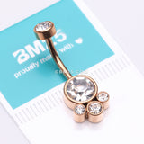 Detail View 3 of Rose Gold Majestic Sparkle Bali Internally Threaded Belly Button Ring-Clear Gem
