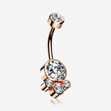 Rose Gold Majestic Sparkle Bali Internally Threaded Belly Button Ring
