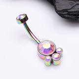 Detail View 2 of Colorline Majestic Sparkle Bali Internally Threaded Belly Button Ring-Aurora Borealis
