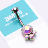 Detail View 3 of Colorline Majestic Sparkle Bali Internally Threaded Belly Button Ring-Aurora Borealis