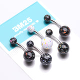 Detail View 3 of 5 Pcs of Assorted Color Pearlescent Luster Ball Belly Button Ring Package