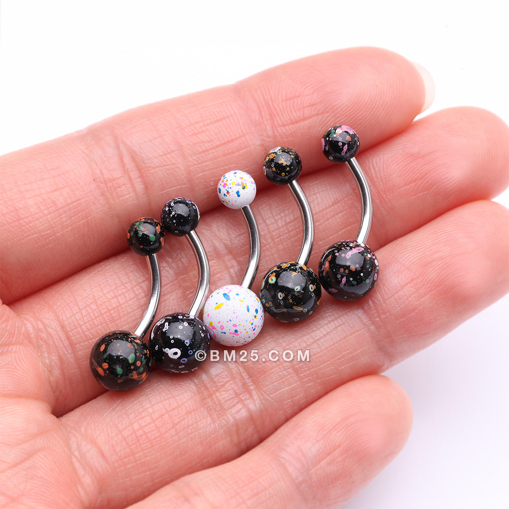 Detail View 2 of 5 Pcs of Assorted Color Pearlescent Luster Ball Belly Button Ring Package