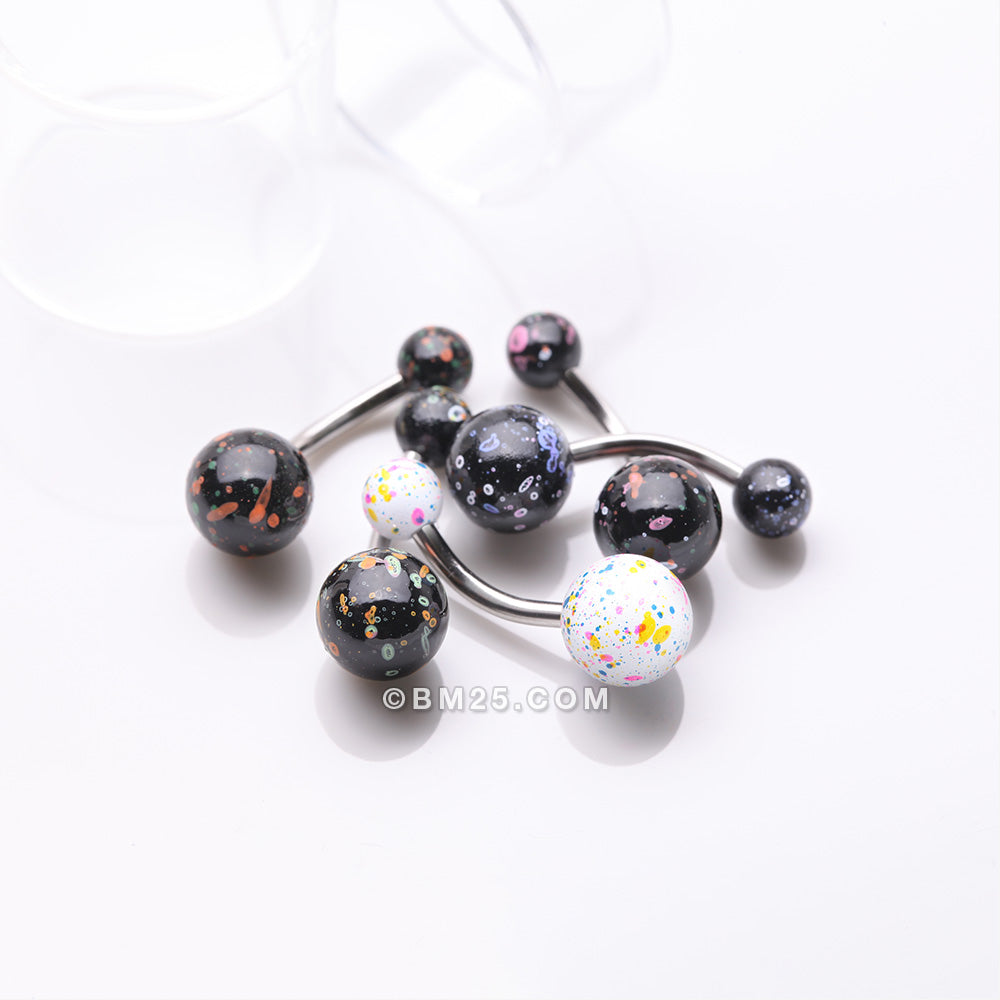 Detail View 1 of 5 Pcs of Assorted Color Pearlescent Luster Ball Belly Button Ring Package