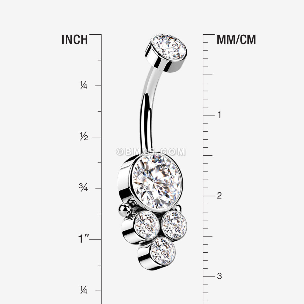 Detail View 1 of Trinity Bali Sparkle Internally Threaded Belly Button Ring-Clear Gem