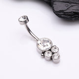 Detail View 2 of Trinity Bali Sparkle Internally Threaded Belly Button Ring-Clear Gem