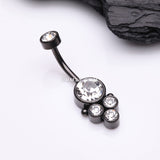 Detail View 2 of Blackline Trinity Bali Sparkle Internally Threaded Belly Button Ring-Clear Gem
