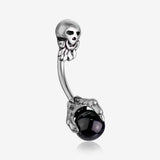Reaper Skull with Onyx Stone Claw Belly Button Ring