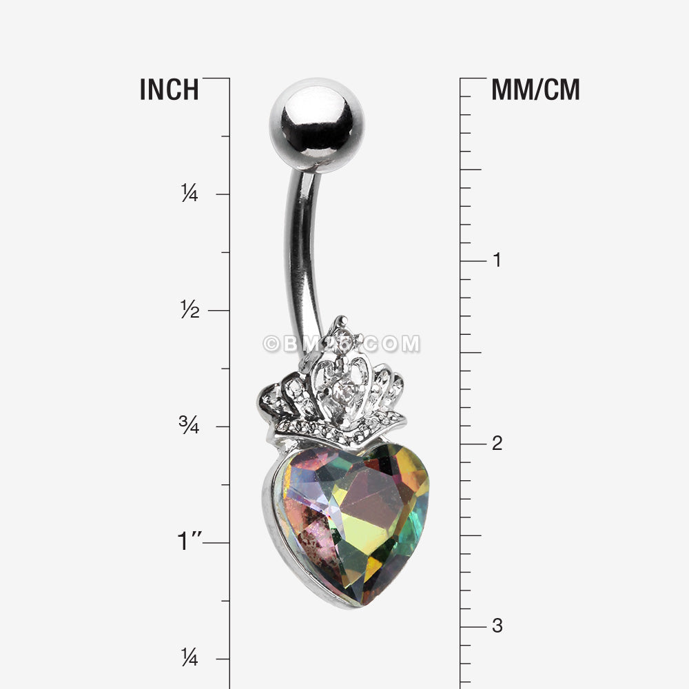 Detail View 1 of Crystal Heart Tiara Sparkle Belly Button Ring-Vitrail Medium