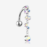 Cascading Sparkle Bauble Chandelier Reverse Belly Button Ring