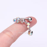 Detail View 3 of Cascading Sparkle Bauble Chandelier Reverse Belly Button Ring-Aurora Borealis